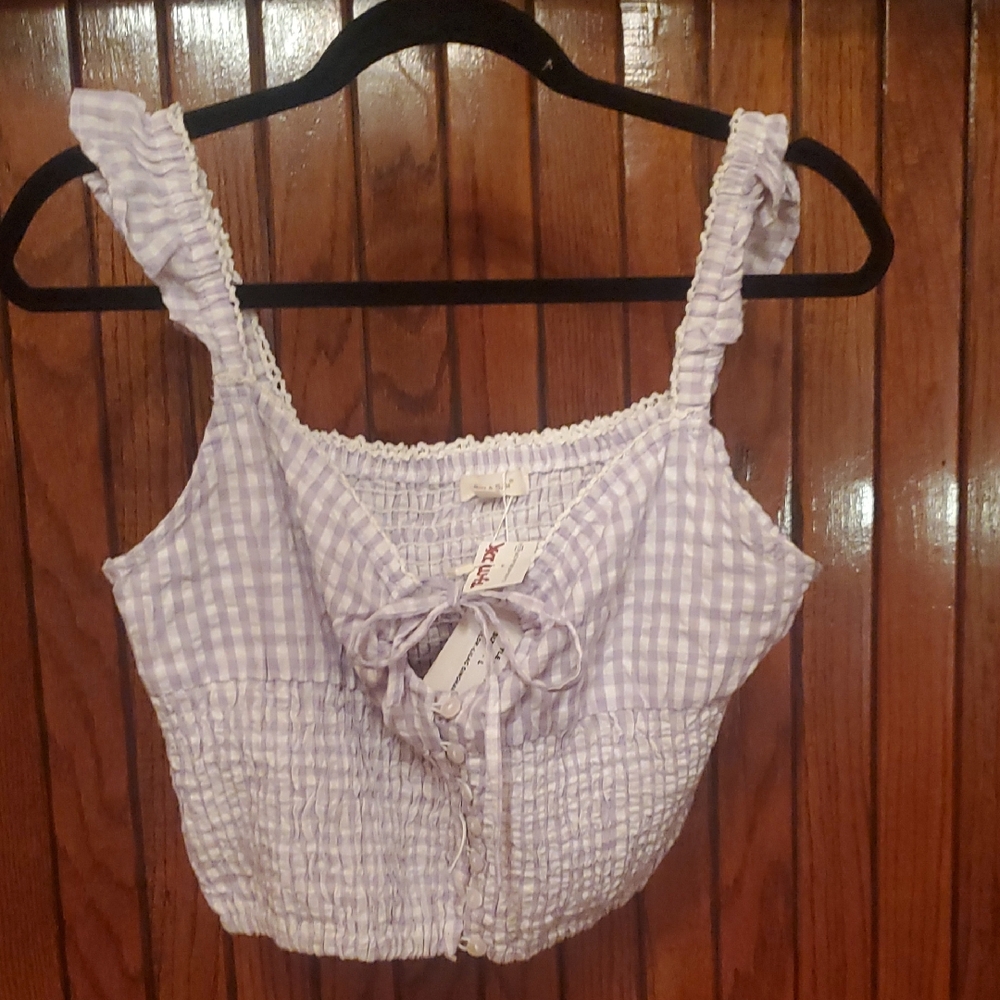 ❤️ SIM & SAM Purple Gingham Women's Top